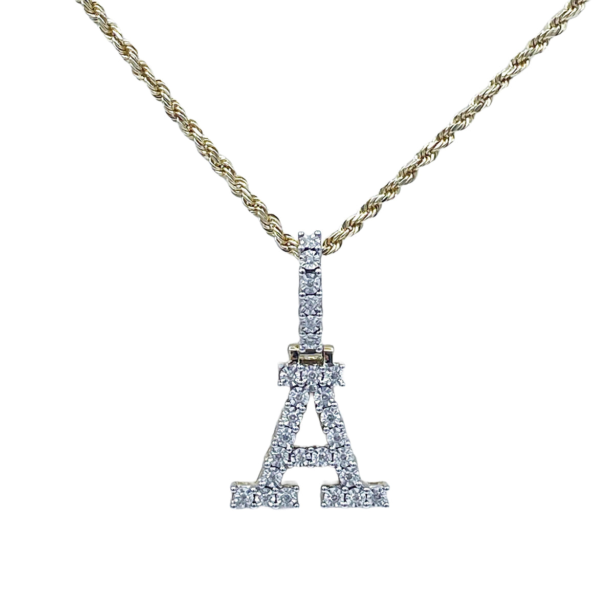 10K Gold .20 Ctw Diamond Initial "A"