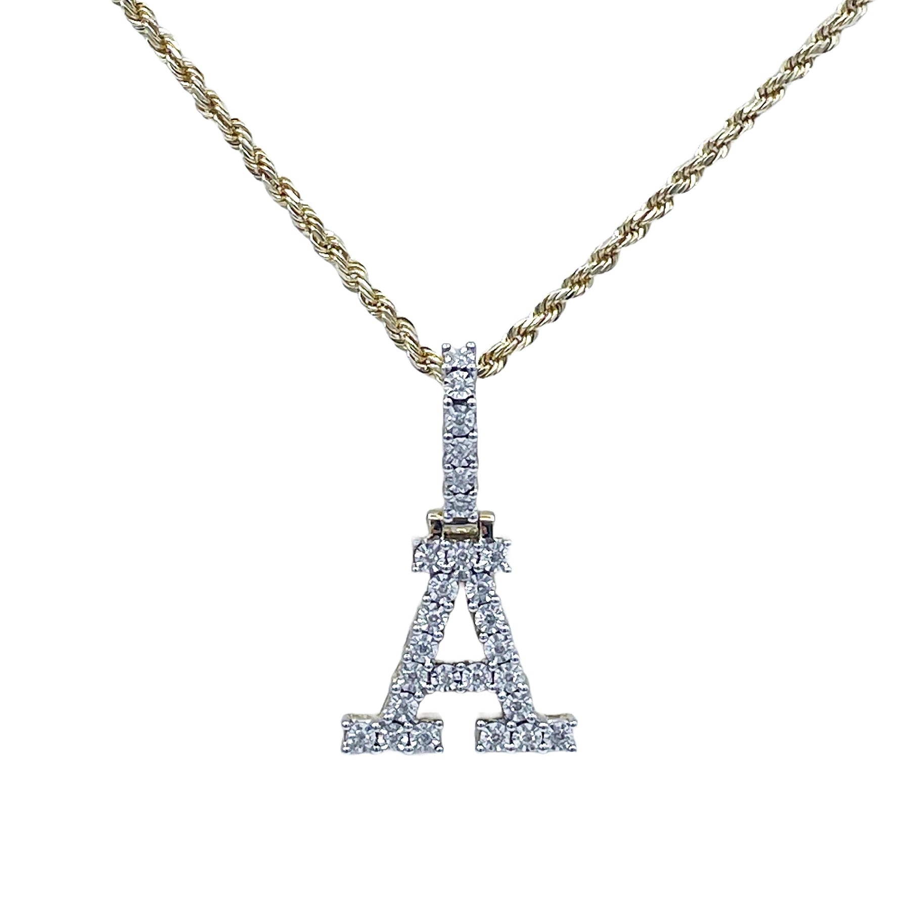 10K Gold .20 Ctw Diamond Initial "A"