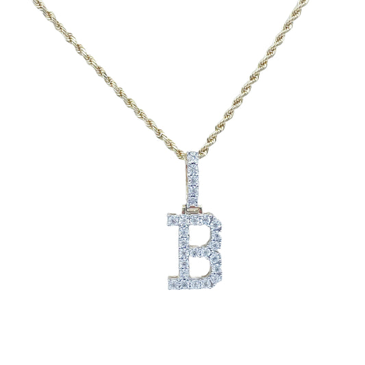 10K Gold .20 Ctw Diamond Initial "B"