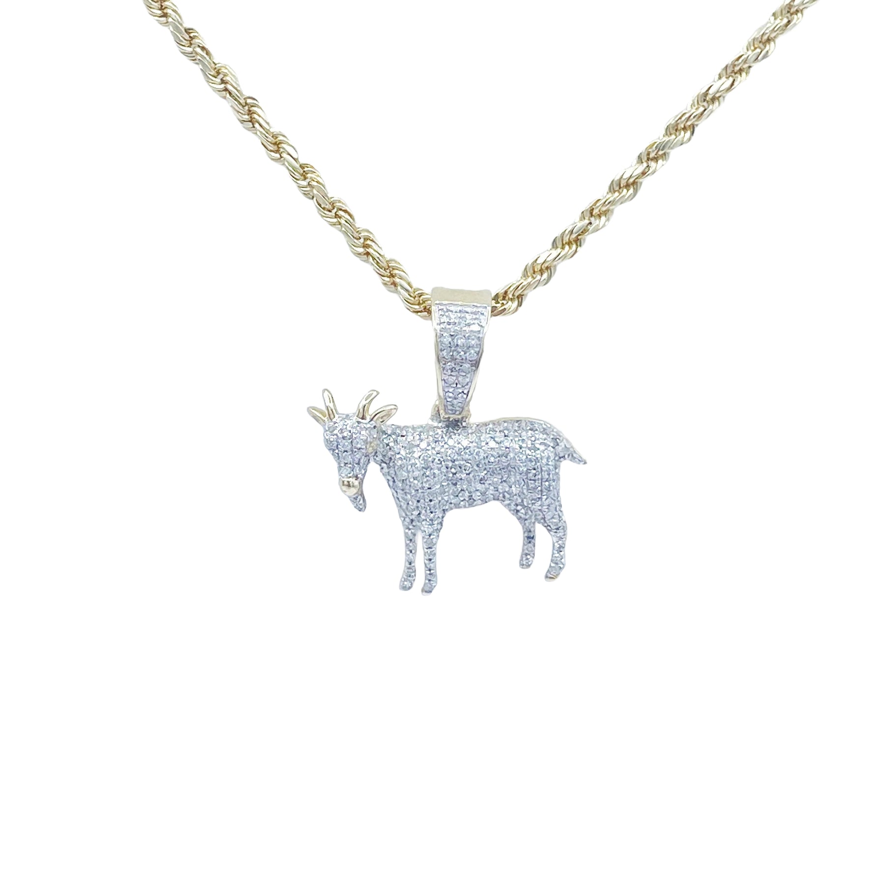 10K Gold .35 Ctw Diamond Goat Charm