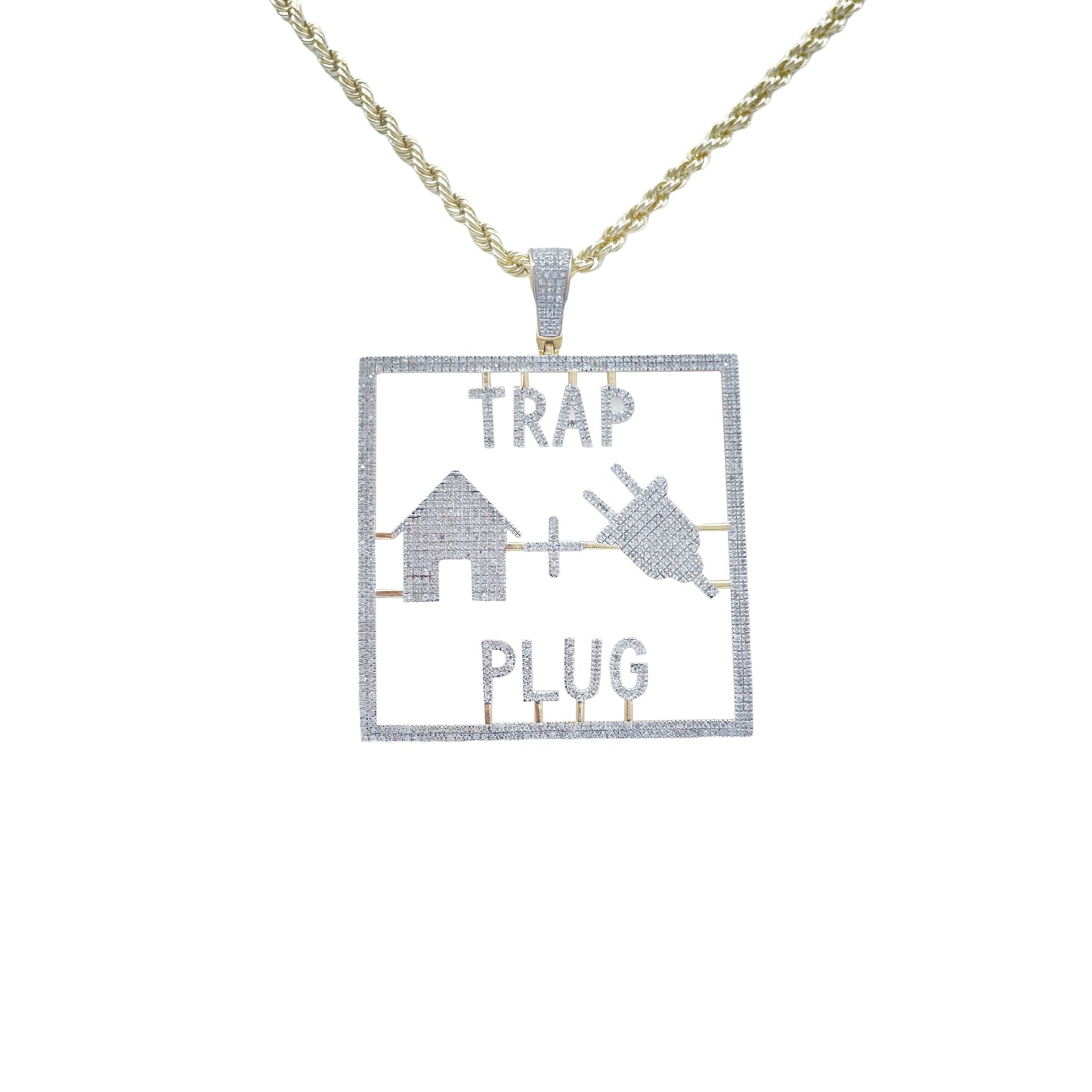 10K Gold 1.16 Ctw Diamond Trap Plug Charm