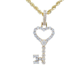 10K Gold .50 Ctw Diamond Heart Key