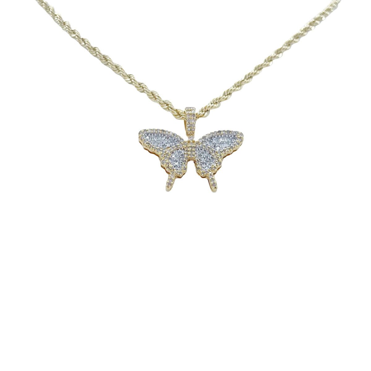 10K Gold .80 Ctw Diamond Butterfly Charm