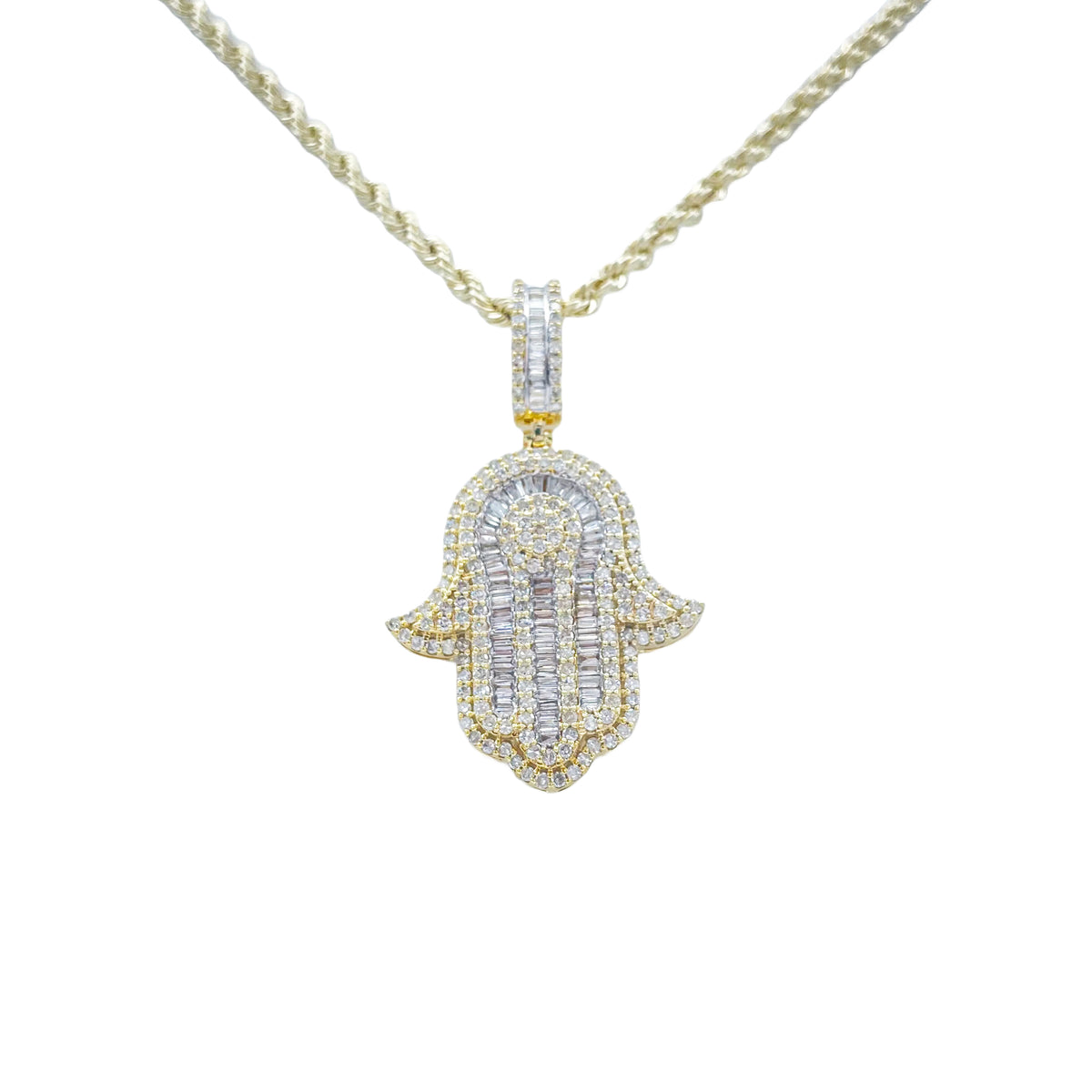 10K Gold 2.30 Ctw Diamond Hamsa Hand Charm