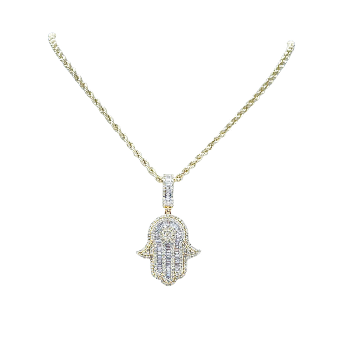 10K Gold 2.30 Ctw Diamond Hamsa Hand Charm