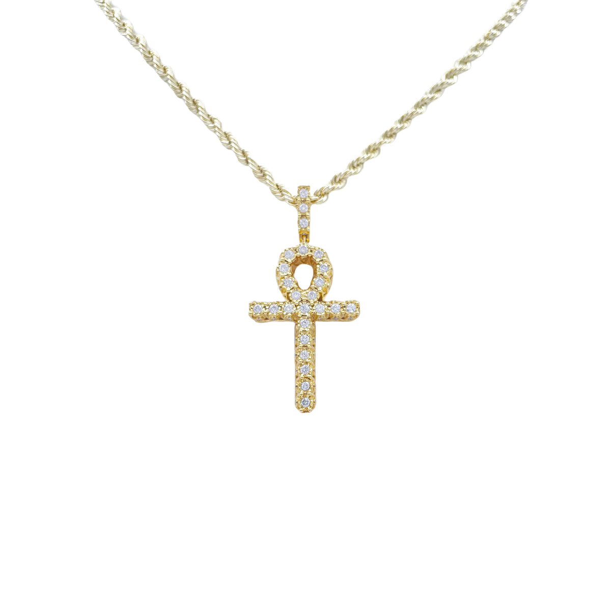 10K Gold .62 Ctw Diamond Ankh Charm