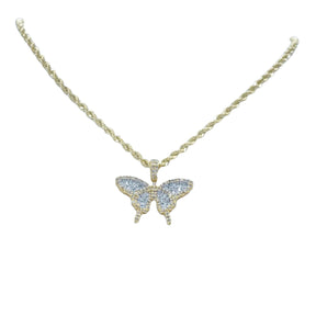 10K Gold .80 Ctw Diamond Butterfly Charm