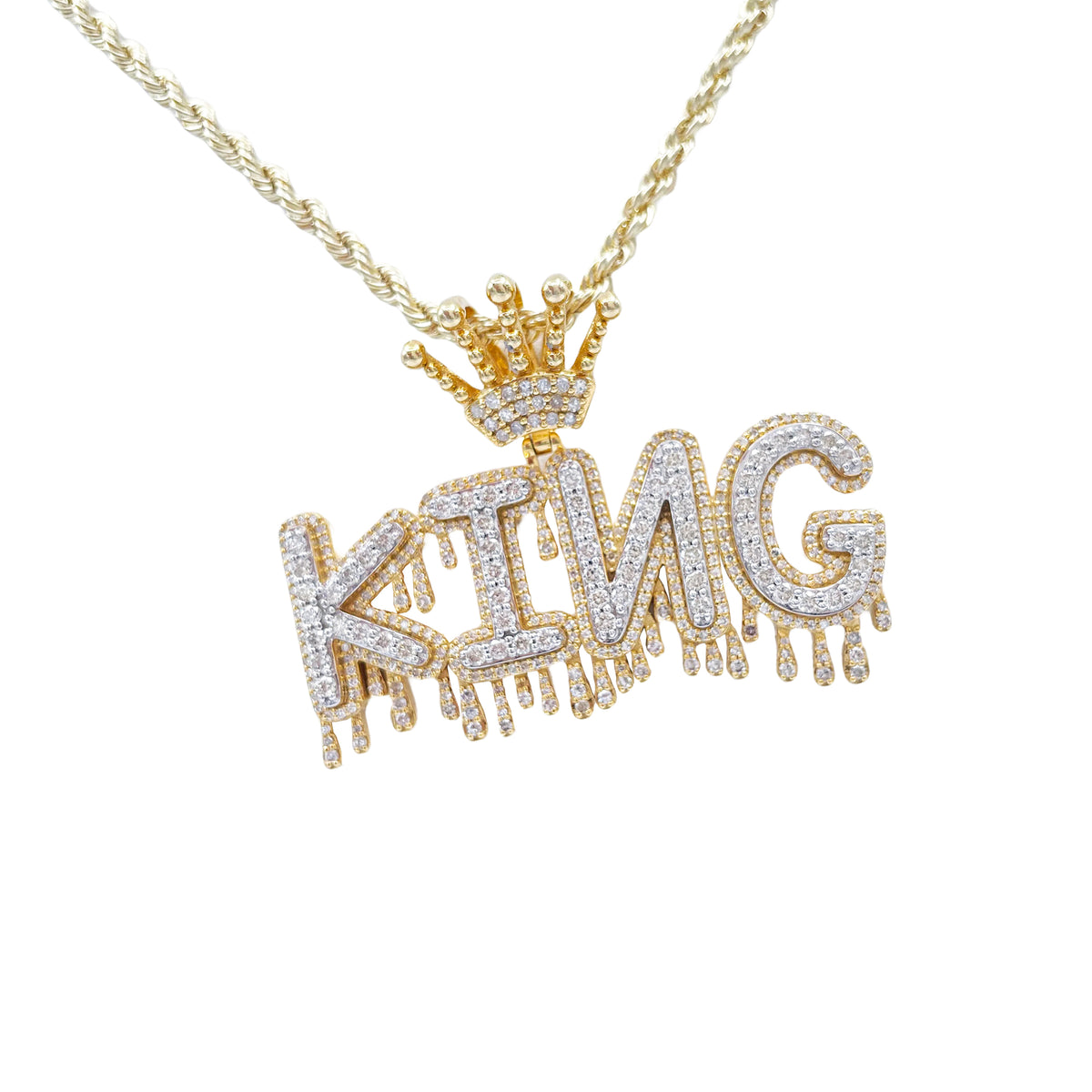 10K Gold 2.50 Ctw Diamond Dripping King Charm