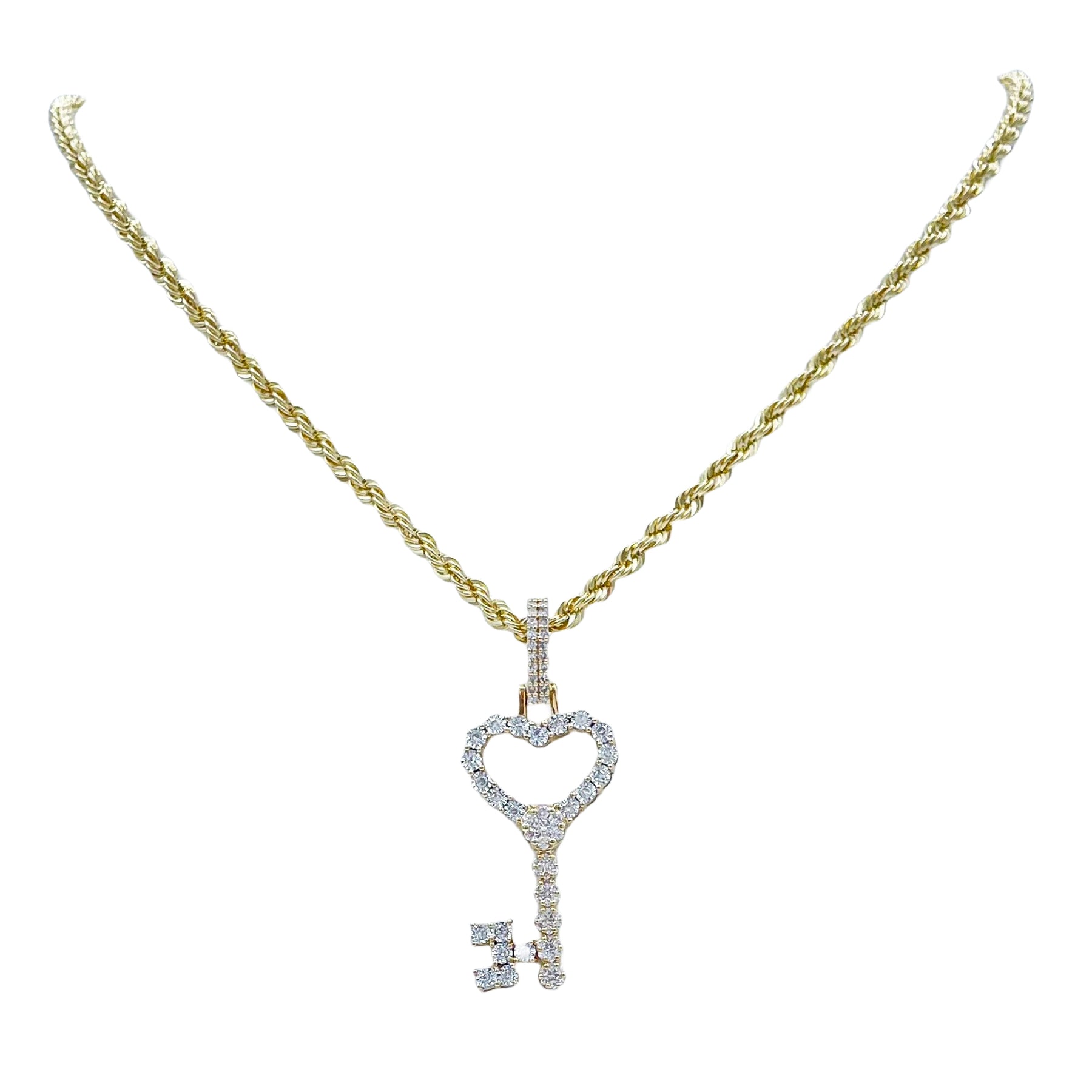 10K Gold .50 Ctw Diamond Heart Key