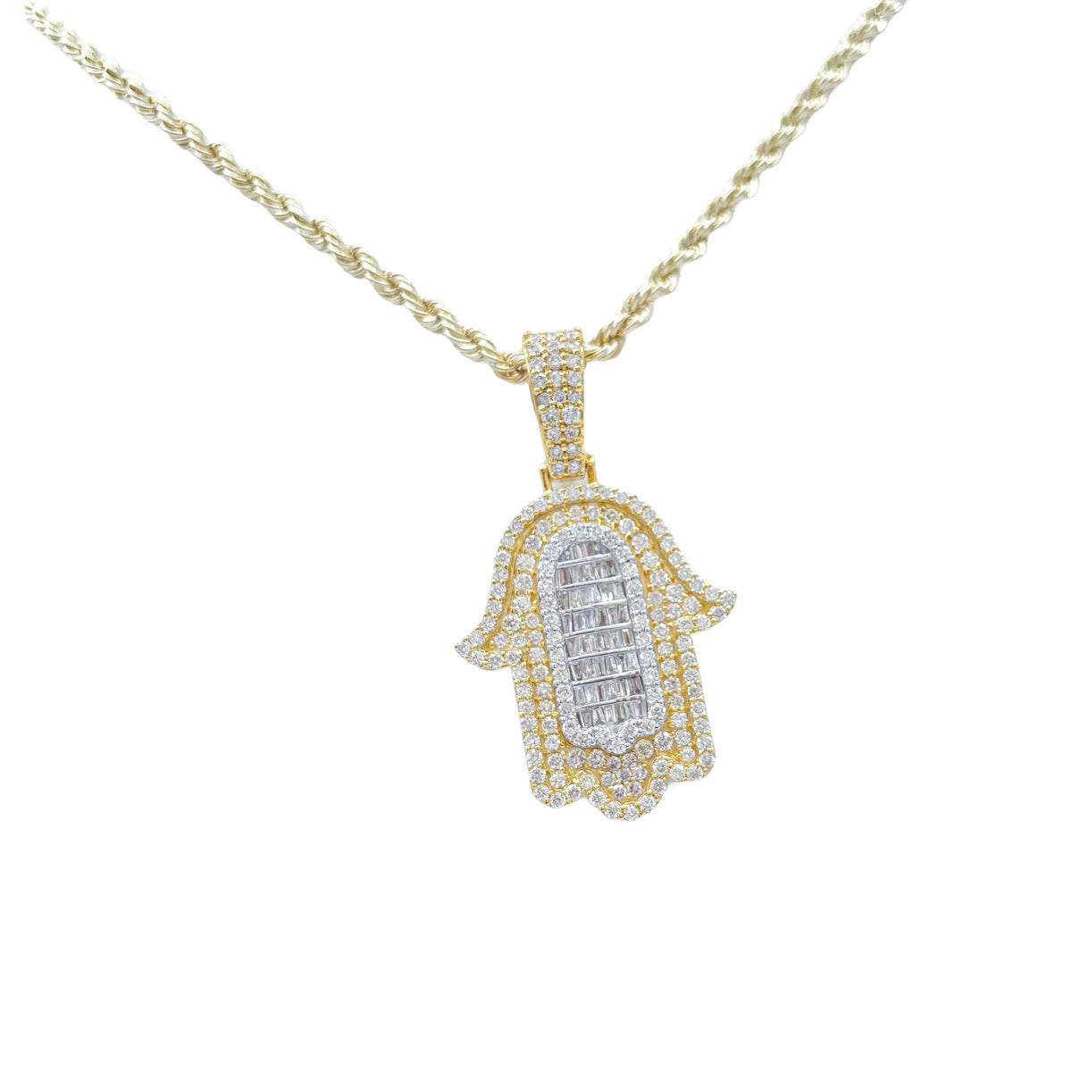 10K Gold 2 Ctw Diamond Hamsa Hand