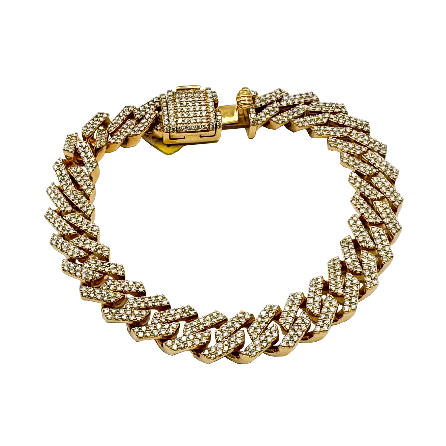 Cuban bracelet 10k gold 7 cwt diamonds 12mm