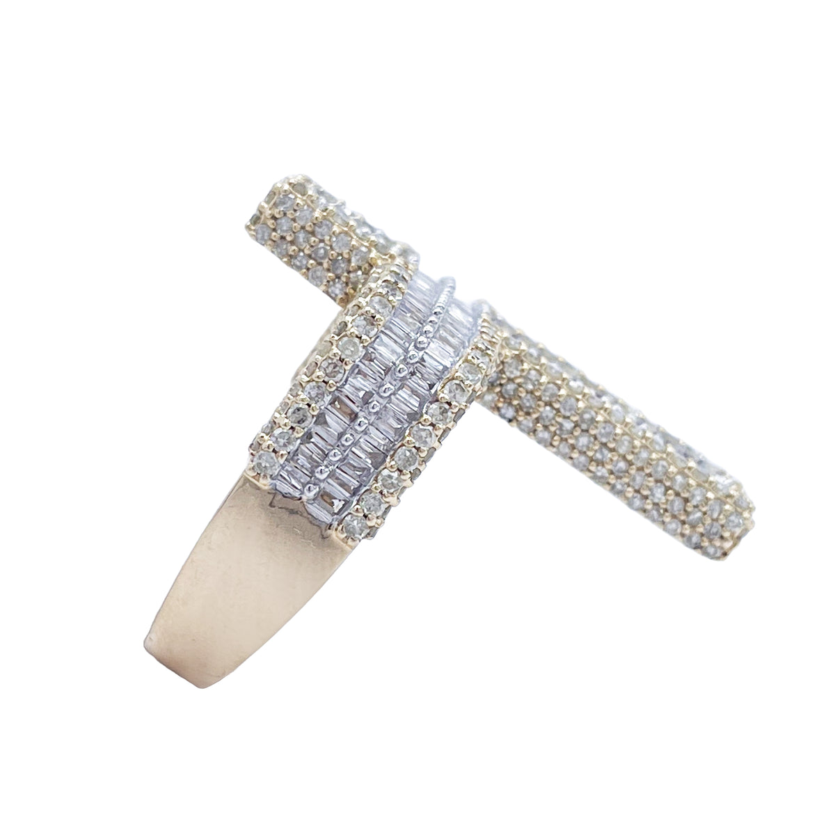 10K Gold 3 Ctw Diamond Cross Ring